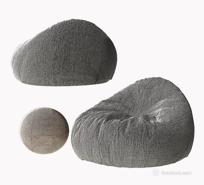 Comfortable Bean Bag Chairs With Different Shapes And Soft Fabric For Modern Living Room 3d model 