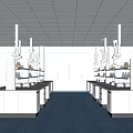 Spacious Modern Laboratory Interior Design With Lab Benches Fume Hoods And Ceiling Lights