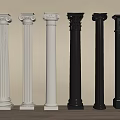 White And Black Columns In Various Classical Modern Styles For Architectural Decoration 3d model