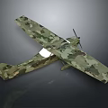 Camouflage Aerospace Model With Propeller Large Wings And Dark Background