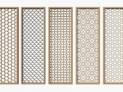 Decorative Room Partitions Featuring Various Intricate Hollow Out Patterns For Interior Space Separation And Decor 3d model