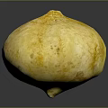 Fresh Yellow Round Pumpkin With Textured Skin On Dark Background
