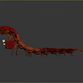 Red Centipede 3D Model With Small White Cup On Dark Background 3d model