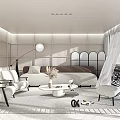 Modern Living Room Interior With Comfortable Sofa Soft Rug Floor Lamp Decorations And Large Window