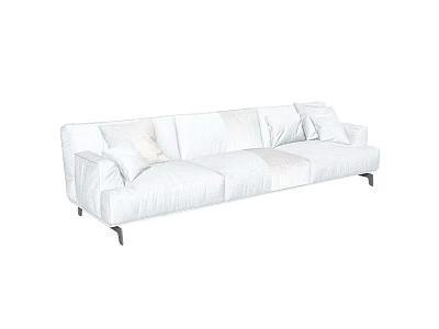 Modern White Sectional Sofa With Soft Cushions And Black Metal Legs 3d model