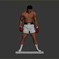 Game Movie Character Boxer Shirtless With Red Boxing Gloves White Shorts Standing On White Pedestal