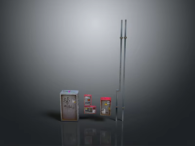 Various Industrial Electronic Appliances With Control Cabinet Small Devices And Metal Frame Structure 3d model