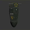 Green Military Weapon Bomb With Yellow Components And Top Stabilizing Wings