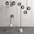 Modern Lighting Combinations With Gray Sphere Pendants Black Floor Lamps And White Bases