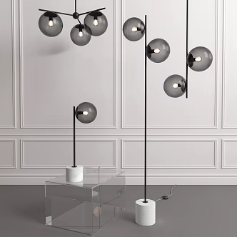 Modern lamp combination floor lamp chandelier table lamp combination 3d model