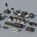Ancient Architecture Models With Traditional Roofs Pagoda And Various Structures 3d model