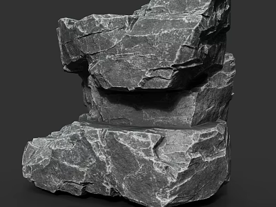 Natural Stacked Rocks With Rugged Textured Surfaces And Layered Outdoor Formation 3d model