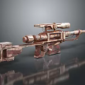 Rusty Vintage Sniper Rifle Weapon With Scope And Worn Metallic Texture 3d model