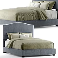 Modern Double Bed With Light Gray Upholstered Headboard And Light Green Quilt 3d model