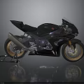 Modern Black Sport Motorcycle With Sleek Design Shiny Exhaust And Gold Wheels