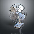 Retro Electric Fan With Vintage Design Metal Grid Cover And Silver Base