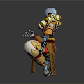Mechanical Character in Sitting Pose With Golden Red Armor Helmet And Hands in Mudra