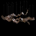 Modern Flowing Metal Chandelier With Curved Ribbon Design And Integrated Lights