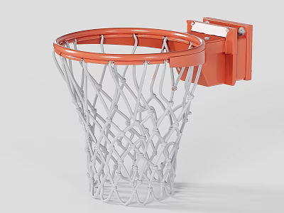 Public Sports Facility Wall Mounted Basketball Hoop With Orange Rim And White Net 3d model