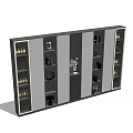 Modern Wine Cabinet With Multiple Shelves For Wine Bottles And Decorative Items