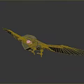 Futuristic Mechanical Bird In Flight With Blue Wings Silver Body And Reflective Surface