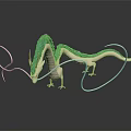 Green and White Dragon Game Movie Character With Long Body and Tail