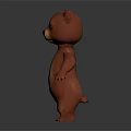 Cute Brown Bear Cub 3D Model in Standing Pose with Realistic Fur Texture 3d model