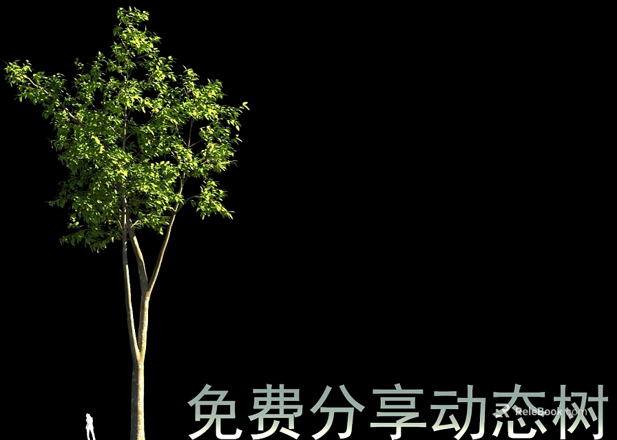 Dynamic Tree with Lush Green Foliage and Free Sharing Motion Effect 3d model 