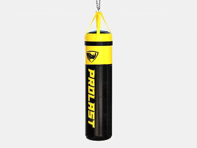 Black And Yellow Hanging Boxing Punching Bag Sports Equipment Featuring PROFIT Training Logo 3d model