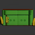 Stylish Green Sofa With Button Tufted Design Wooden Frame And Yellow Cushions