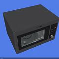 Black Microwave Oven As Essential Kitchen Appliance On Blue Background 3d model