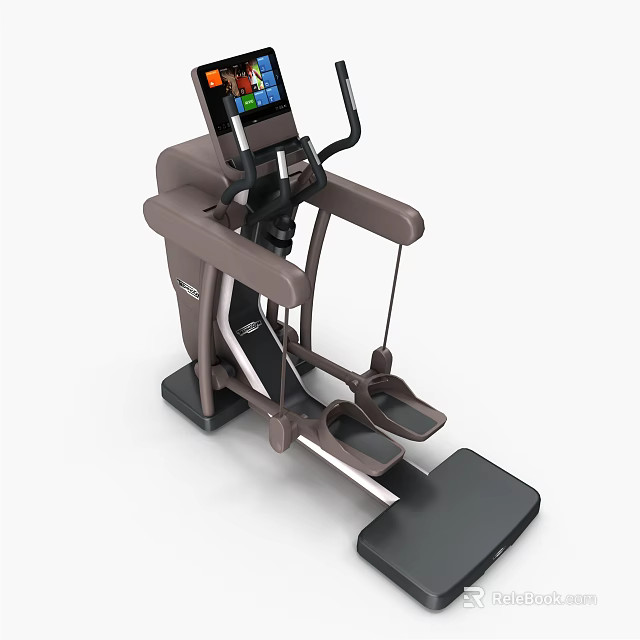 Fitness Equipment Modern Elliptical Trainer With Digital Display Colorful Interface And Foot Pedals 3d model 
