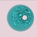 Turquoise Spherical Landscape Sculpture With Detailed Crystal Interior And Central Hole