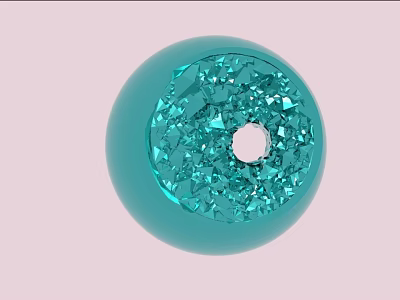 Turquoise Spherical Landscape Sculpture With Detailed Crystal Interior And Central Hole 3d model