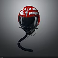 Red Helmet with White Floral Patterns REP Lettering Black Visor and Coiled Tube Design