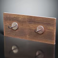 Sturdy Wooden Board Hardware Tools With Two Metal Hooks For Hanging Applications 3d model