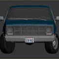 Classic Blue Pickup Truck With Single Cab Open Bed And Silver Accents