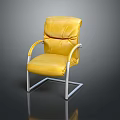 Comfortable Yellow Velvet Office Chair With Modern Metal Frame And Armrests