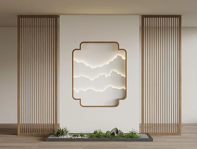 New Chinese style porch lattice partition 3d model