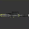 Metallic Sci Fi Weapon Featuring Yellow And Black Accents And Futuristic Design Details