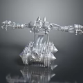 Sci Fi Game Movie Character With Metallic Spikes Mechanical Arms And Tracked Base