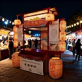 Commercial Outdoor Datang Style Setup with Lanterns at Traditional Cultural Heritage Market Festival