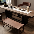 New Chinese Zen Tea Table and Chair Combination 3d model