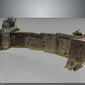 Ancient Fortress Model Featuring Stone Walls And Wooden Roof Details On Reflective Surface
