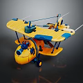 Yellow And Blue Toy Airplane Model For Kids Space Exploration Education