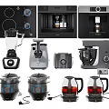Essential Kitchen Appliances Featuring Stove Microwave Coffee Maker Blender Toaster And Kettle 3d model