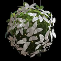 Spherical Hanging Decoration with White Butterflies Green Moss and Small Lights