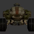 Military Weapon Mounted On Off Road Combat Vehicle With Green White Red Stripes