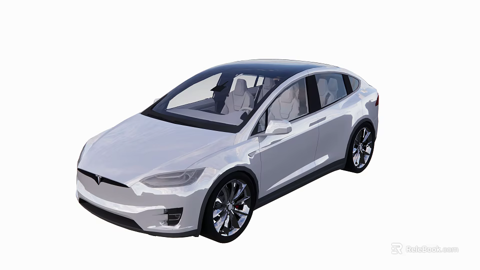 Silver Modern SUV Car With Black Roof And Black Wheels Interior Seats 3d model 