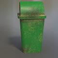 Public Facility Green Trash Bin With Lid For Urban Outdoor Settings